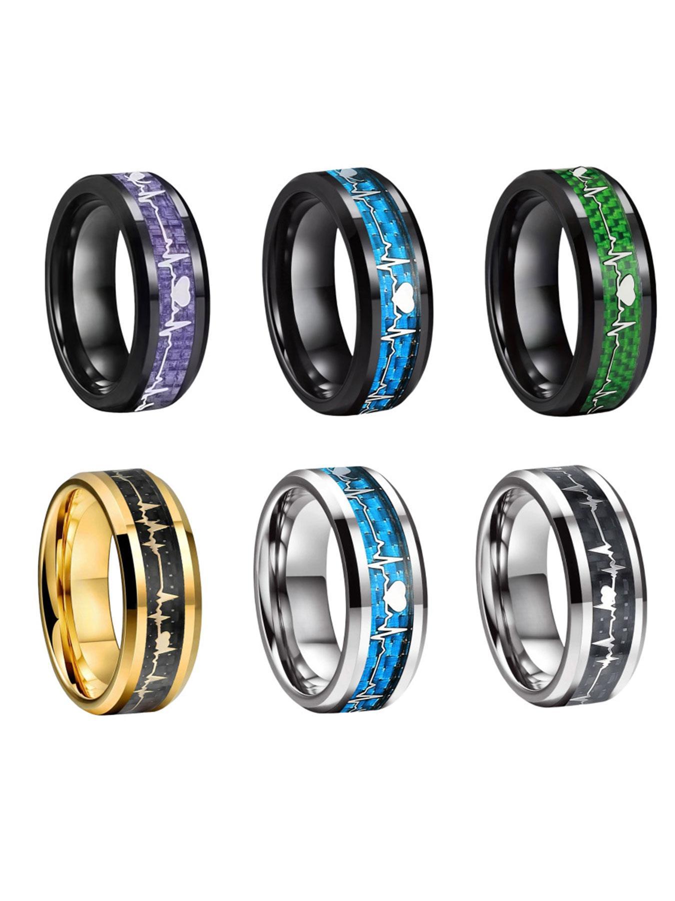 Stainless Steel Ring, Fashion Heartbeat Design Ring for Party, Daily Decor, Trendy All-match & Exquisite Jewelry for Birthday Gift, Statement Multi Ring