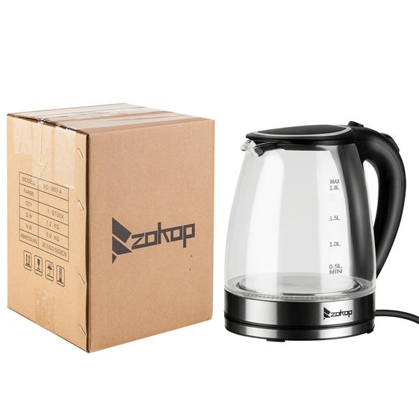 HD-1857-A 110V 1200W 1.8L Electric Glass Kettle US Plug
