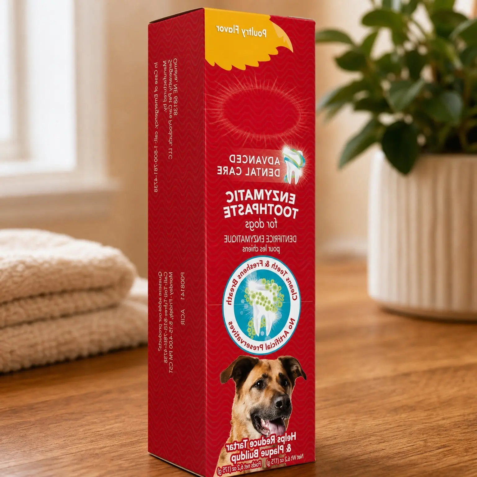 Enzymatic Dog Toothpaste for Dogs & Puppies, Poultry Flavor 6.2oz – Cleans Teeth, Fights Bad Breath, Reduces Plaque & Tartar, No-Rinse FormulaGift