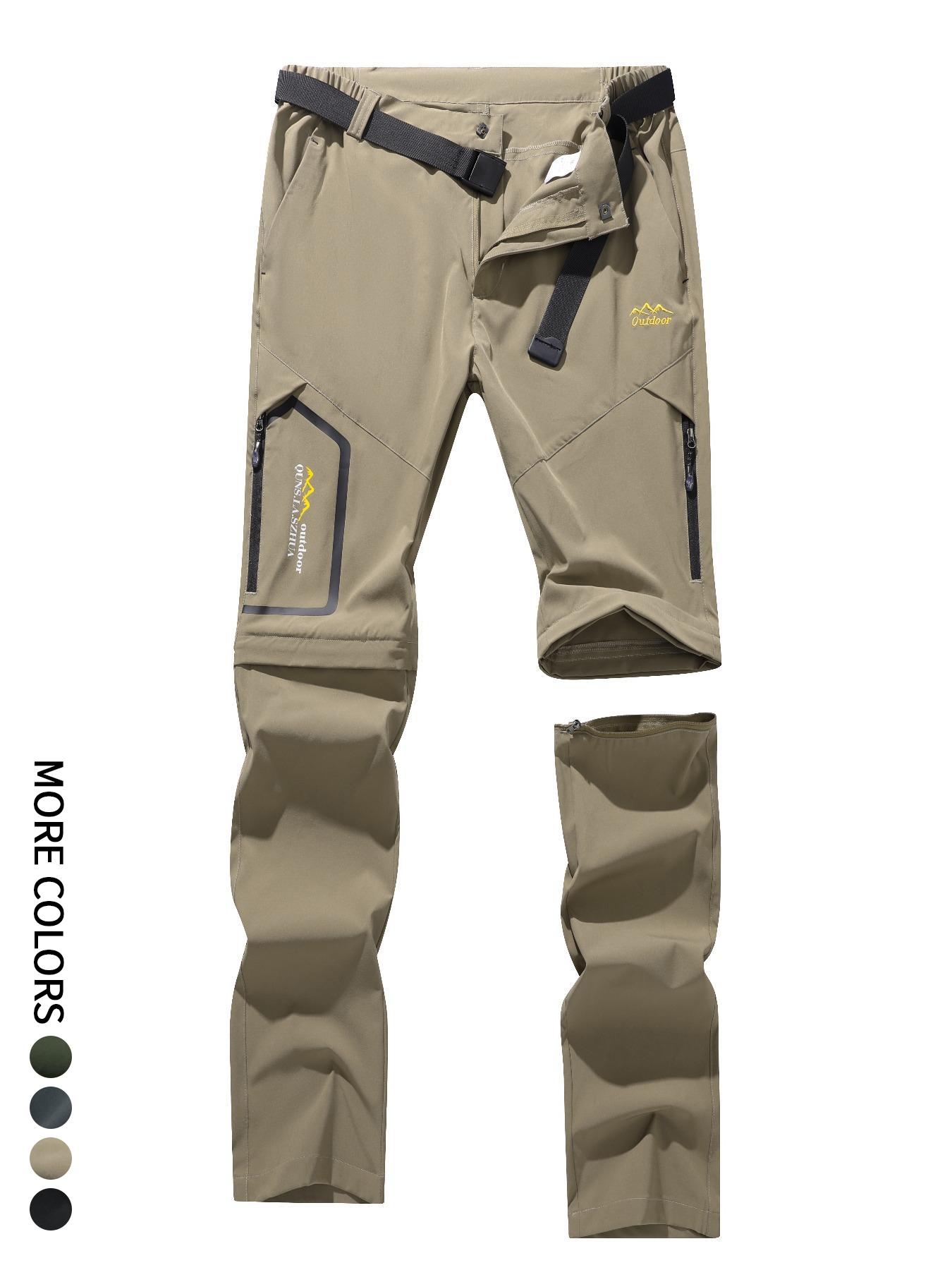 YYK brand Men's Zipper Design Pocket Waterproof & Windproof Outdoor Pants, Regular Fit Casual Detachable Leg Comfy Trousers for Outdoor Activities, Men's Bottoms for All Seasons