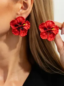 Hawaiian Style Large Flower Resin Earrings, Atmosphere Vacation Photo Accessories, Valentine's Day Gift for Girls
