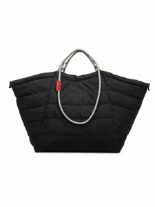 Large Quilted Nylon Tote Bag for Women, Water Resistant Puffy Shoulder Handbag, Spacious Lightweight Work Gym Travel Bag, Fits Laptop