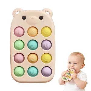 baby phone teething toys, food grade silicone teether toy for baby 3-18 months, chew toys with number pop bubbles, Fidget Toy for Kids, Pop It Game, BPA-Free, Ideal Gift for Baby Girls and Boysfidget toys