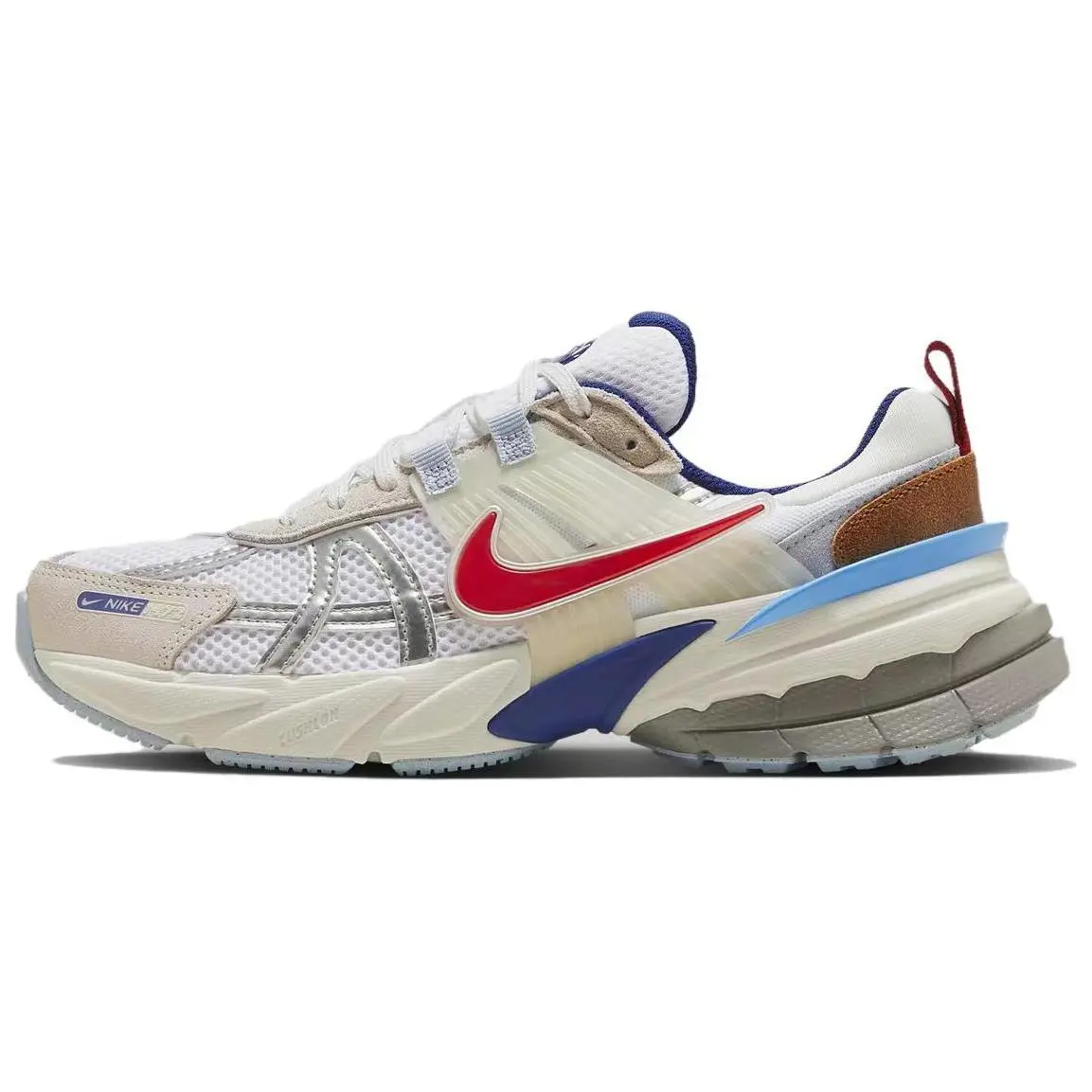 Nike V2K Run White Gray Red Women's Lightweight Casual Running Shoes with Breathable Upper & Responsive Cushioning