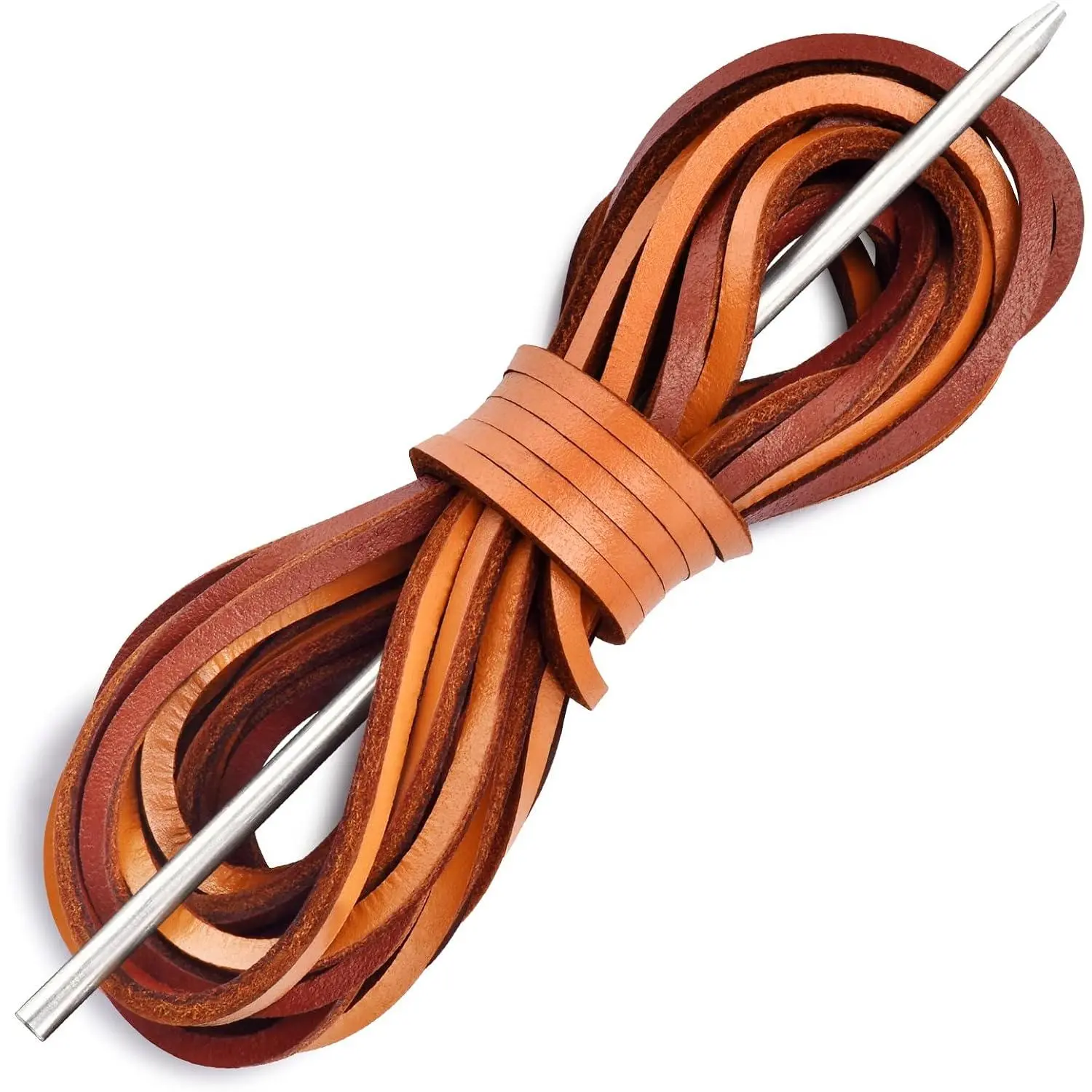 Leather Shoelace Boot Lace Boat Shoe Lacing Kit - 72 Inches Long 3.2mm (1/8") Wide - 1  and 2 Strips