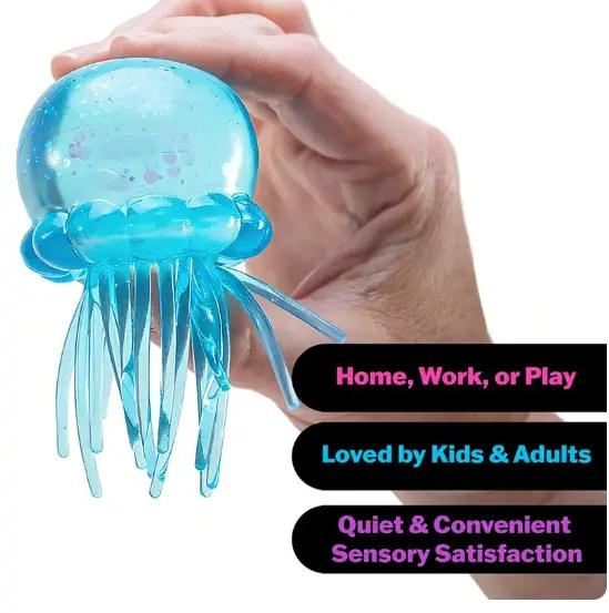 Jelly Squish - Soft Gel Filled Sensory Squeeze Toy, Stretchy Elastic Squishy Stress Relief Ball, Calming Anxiety Reducing Hand Fidget, Cute Relaxing Jelly Texture, Fun Portable Handheld Squeeze Toy Gift for All Ages