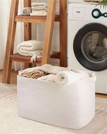 95L Extra Large Blanket Basket, 24" x 16.9" x 14.2" Woven Storage Basket for Living Room, Rectangle Nursery Blanket Storage for Toys, Towels, Dirty Clothes (Black)