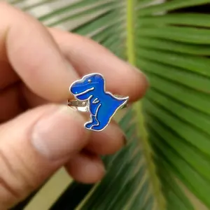 Charming Cartoon Dinosaur T-Rex Mood Ring - Color Changing with Temperature, Adjustable Open Design for Casual Attire & Gifting