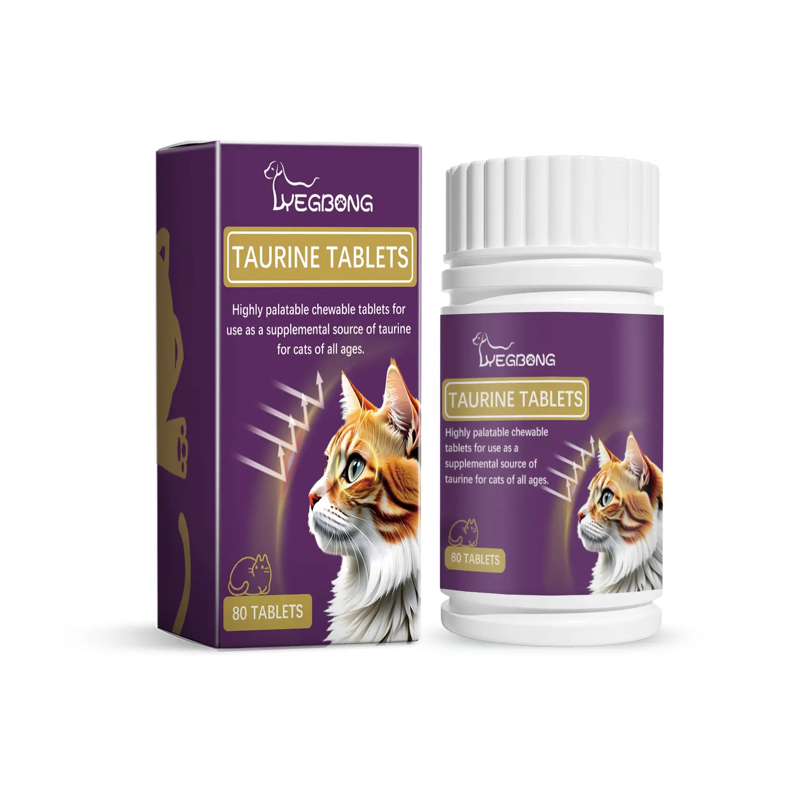 Yegbong Compound Taurine Tablets for Cats, Pet Nutritional Supplement, Multi-Vitamin Taurine Tablets for Cats