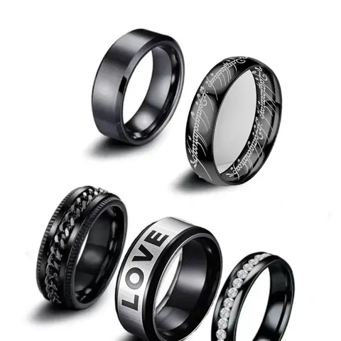 Men's Urban Trendy Fashion Rings, Imitation Diamond and Dragon Design, Set of 5 Rings, Vintage Jewelry Gift, Suitable for Him