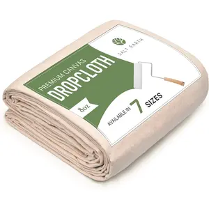 Salt Earth Canvas Drop Cloth 1Pc, Reusable Paint Drop Cloth, 100% Recycled Cotton Canvas Tarp Cover for Painter, Furniture, Floor Protection, All Purpose Painters Dropcloth for Christmas DIY (4x5 FT)