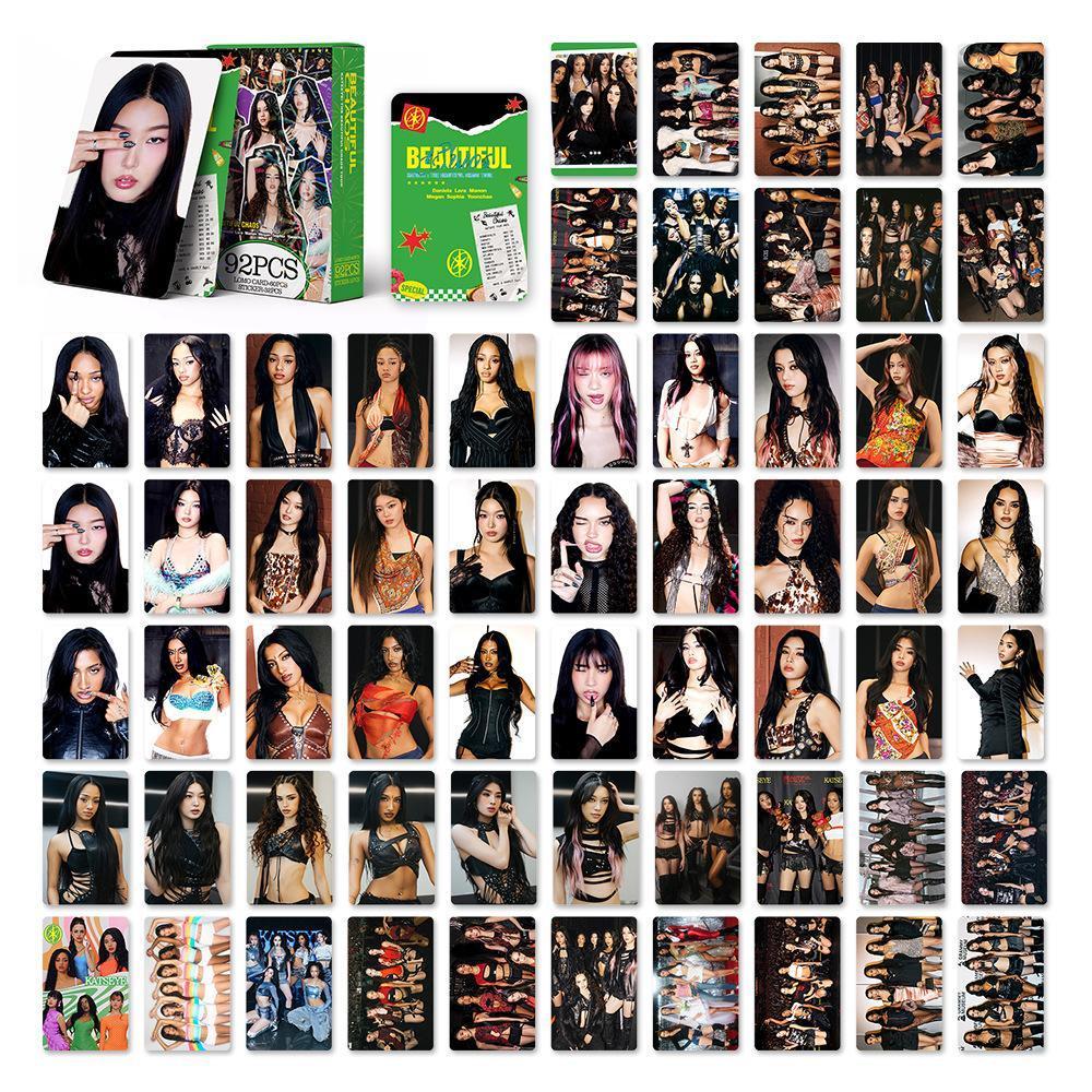 92Pcs/Set Kpop Idol KATSEYE Album Gabriela Lomo Cards LARA DANIELA HD Printd Photocards Stickers MANON MEGAN YOONCHAE Fans Gift