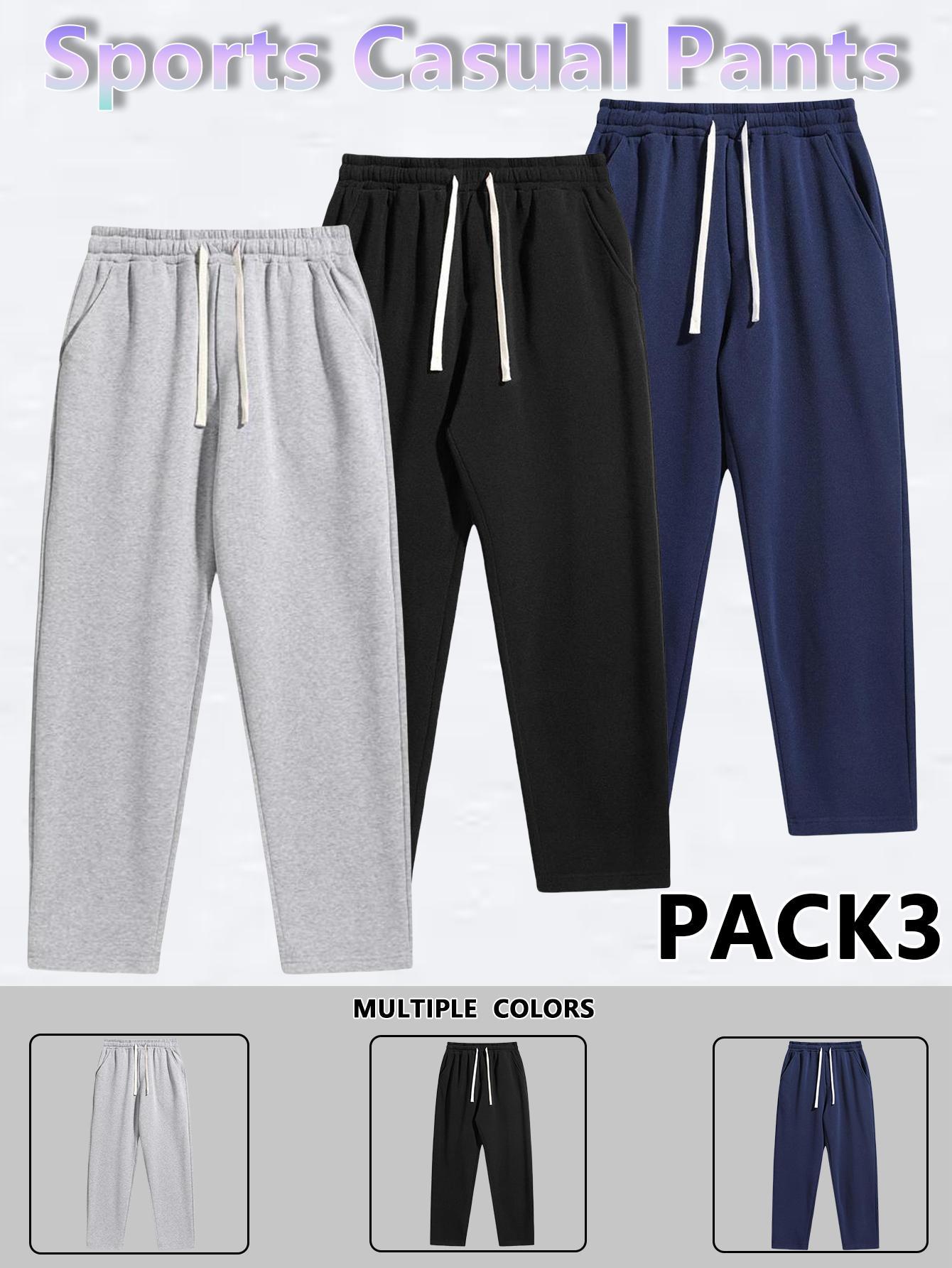Men’s Regular Fit Solid Drawstring Waist Sweatpants, Casual Pocket Design Pants for Fall & Winter, Men’s Trousers for Everyday Wear, Yoga Training Pants, Vacation Outfits, Essentials, Men’s Outfits