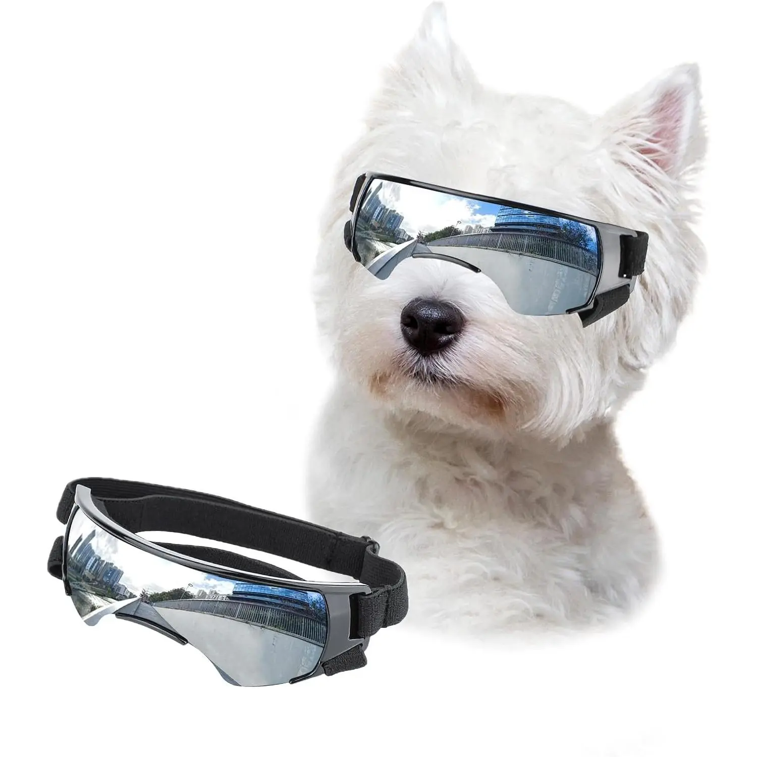 Futuristic  Goggles for Small Breed, Tech-Style  Eye Glasses, Anti-Fog UV Protection Windproof  Sunglasses with Adjustable Strap for Outdoor Riding Travel,