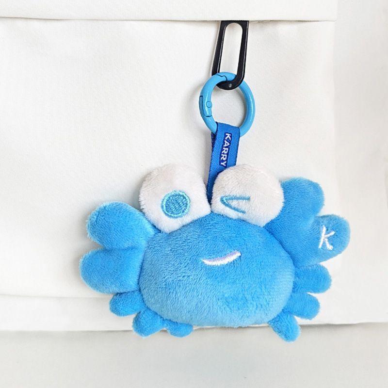Blue Little Crab Book Cartoon Plush Doll School Bag Keychain Birthday Gift Series Bag Pendant