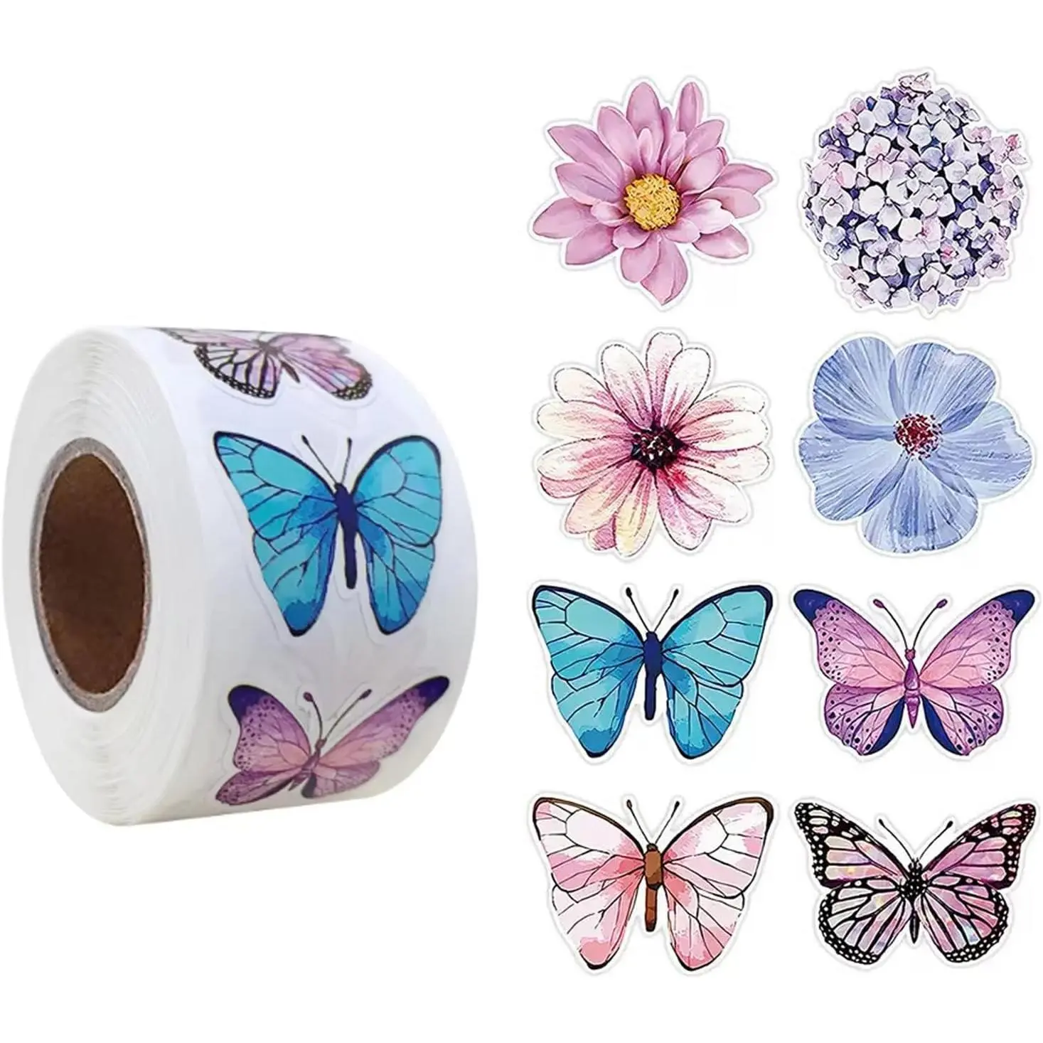500 Pcs Animal Reward Stickers Christmas Party Favor, Round Cute Butterfly Stickers Bulk Classroom, Teacher Gifts, Toddler Incentive Charts, Vibrant Animal Stamps Decals