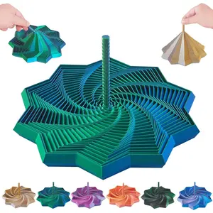 3D Expanded Sensory Fidget Star with Handle,Stress-Relief for Adults,Multi-Color Entertainment Pack for Mesmerizing Fun (Blue-Green, Large)