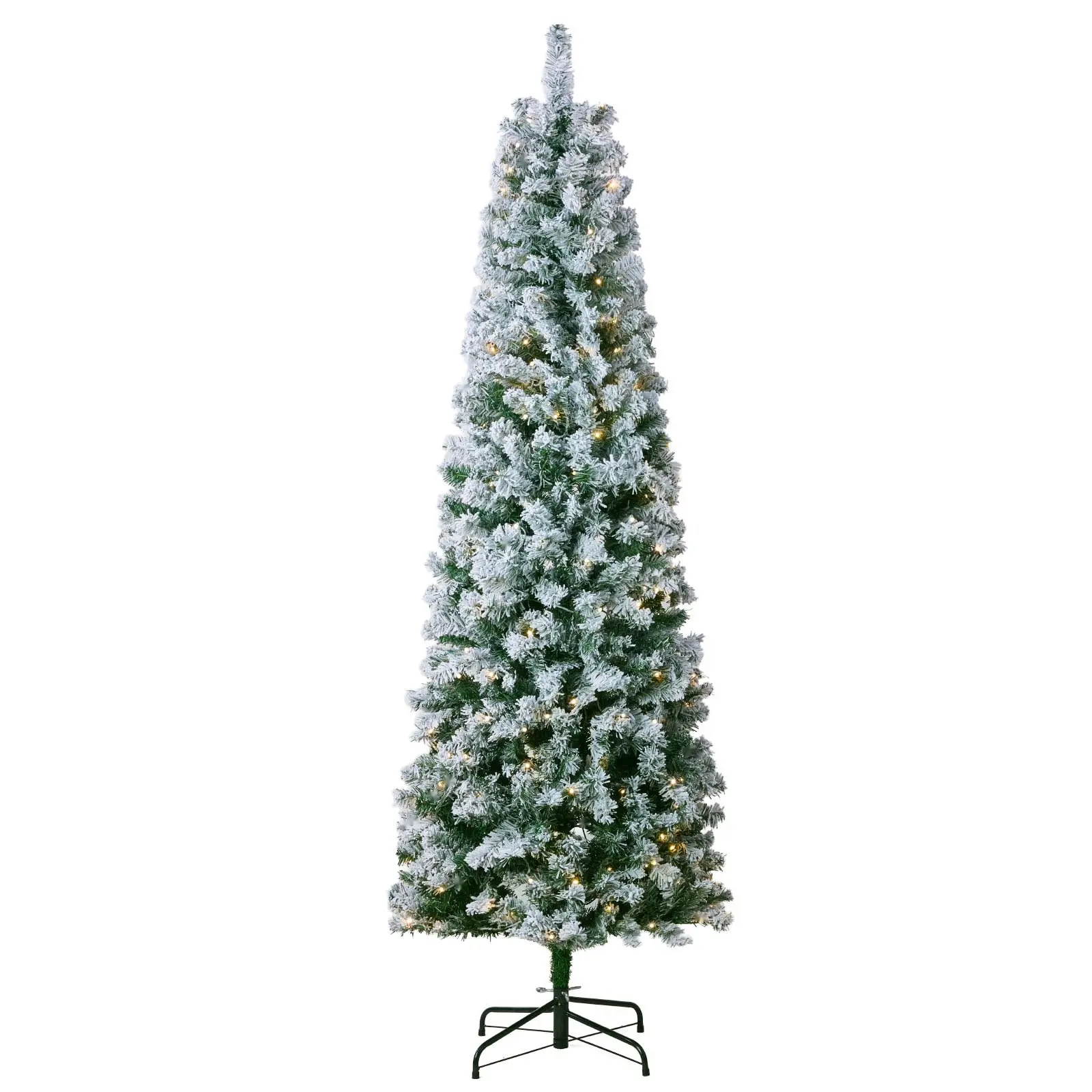 Christmas Tree 6.5-Foot Prelit Flocked Xmas Tree With 250 LED Lights And 814 Tips, Dense Branches For Full Coverage, Easy Assembly With Step-By-Step Instructions, Sturdy Metal Stand, Ideal For Indoor Or Outdoor Holiday Decorating