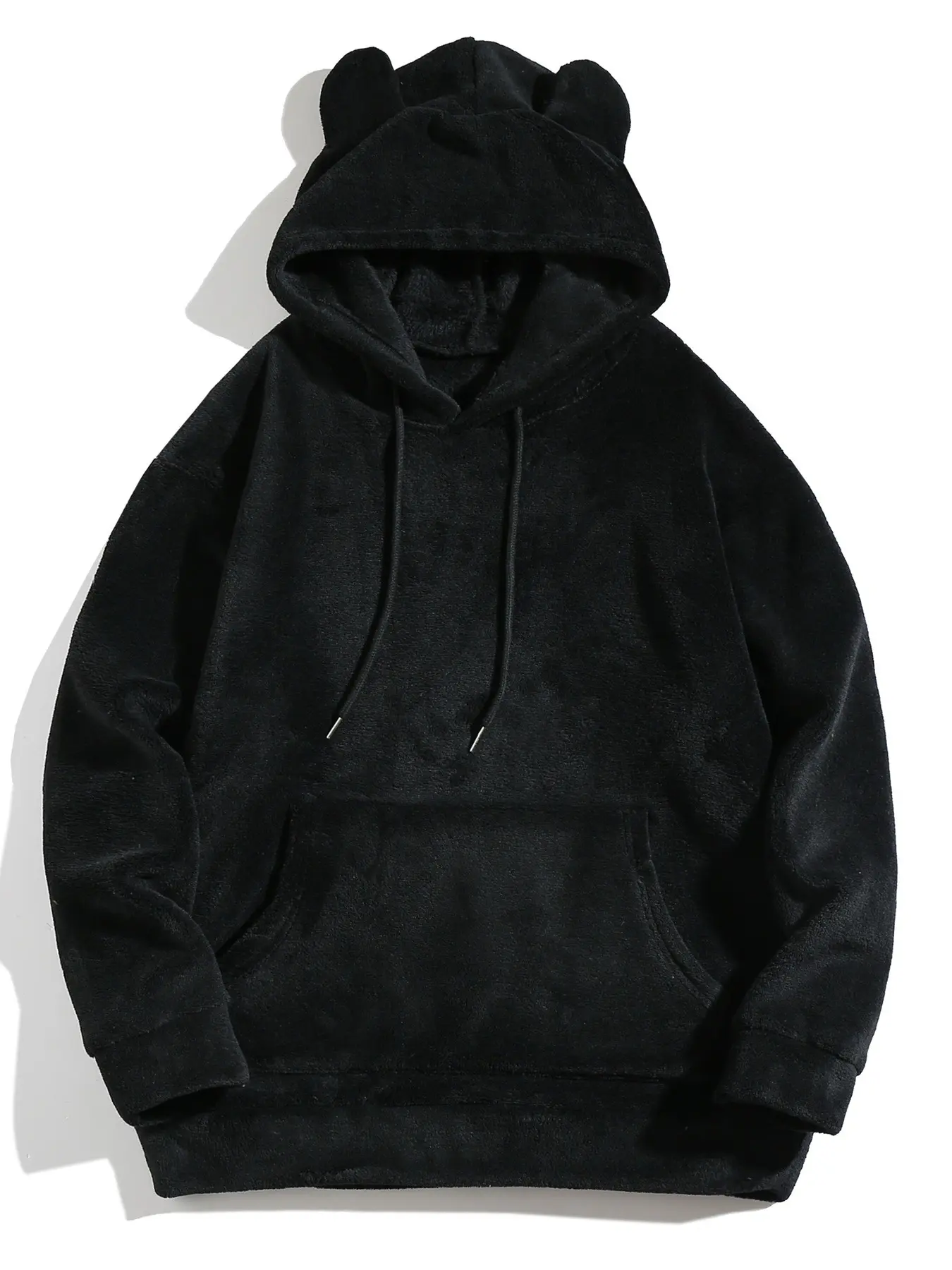 Men’s Fuzzy Teddy Fleece Hoodie with Bear Ears, Warm Plush Sherpa Pullover Hooded Sweatshirt, Loose Fit Drawstring Kangaroo Pocket Cozy Winter Casual Streetwear Hooded Top, Casual Hooded Sweatshirts