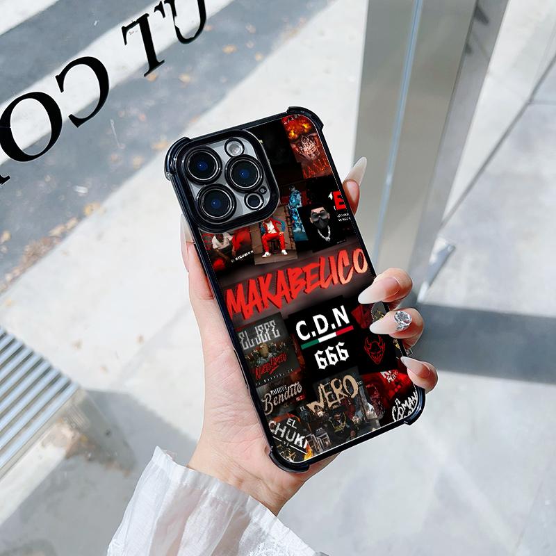 Trendy Art Cool Phone Cases El M-Makabelico IPhone 17 Promax Pro Air 16 Plus 15 14 13 12 11 X XS MAX Four Corners Airbag Electroplated Black Casing Shockproof Protective Cover Gift For Birthday Christmas Halloween