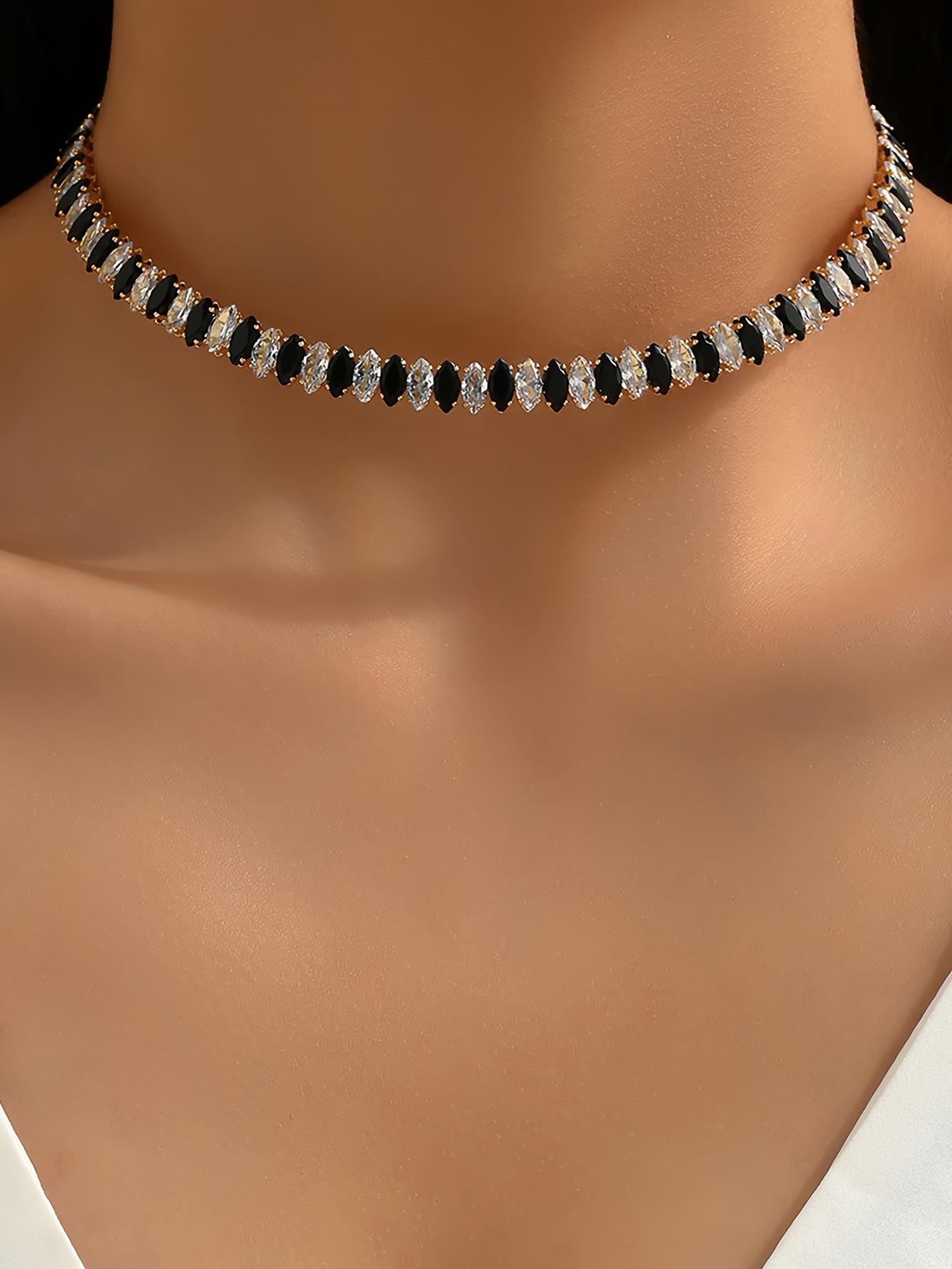 Women's Interlocking Rings Necklace - Features a luxurious copper chain with a transparent synthetic zirconia effect, paired with gold interlocking rings, suitable for weddings/parties/daily wear, comfortable and durable women's jewelry cross men's link Women's Interlocking Rings Necklace - Features a luxurious copper chain with a transparent synthetic zirconia effect, paired with gold interlocking rings, suitable for weddings/parties/daily wear, comfortable and durable women's jewelry cross men's link