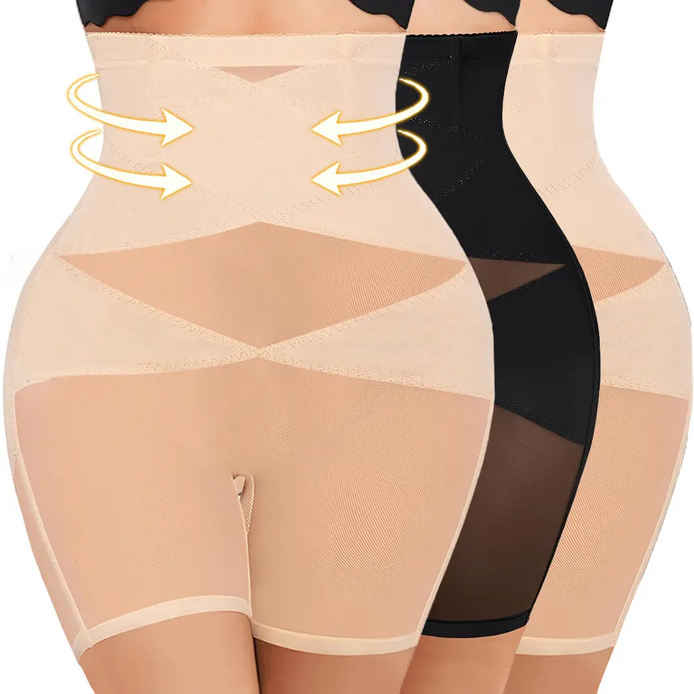 Women's High Waisted Seamless Compression Tummy Control Butt Lifting Thigh Slimmer Shapewear Girdles Shorts Underwear Body Shaper