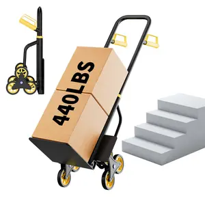 Stair Climbing Hand Truck – 440Lb Heavy Duty Moving Dolly with 6 Wheels & Telescoping Handle, Foldable Stair Cart for Moving, Groceries, Warehouse, Home Use