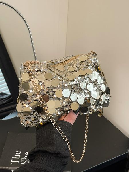 New Shiny Sequins Bag, Elegant Simple Versatile Shoulder Crossbody Bag, Crossbody Clutch Purse, High-End Design, Perfect for All Occasions