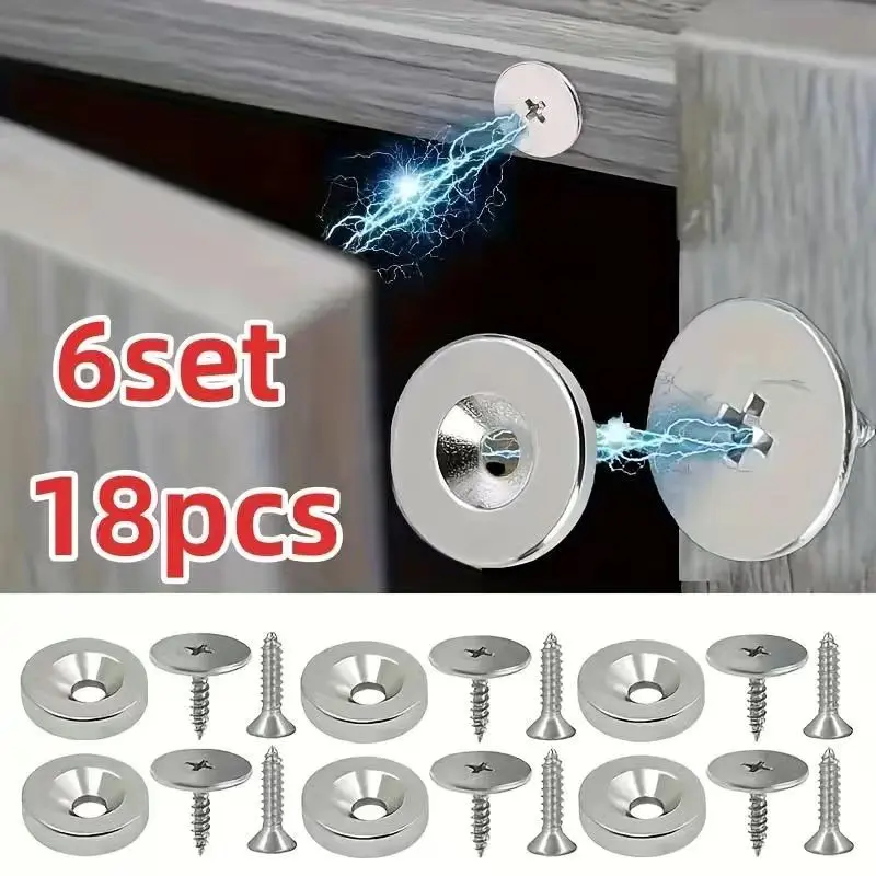 Heavy-Duty Metal Magnetic Catches for Cabinet Doors, Hidden Magnetic Closure, Quiet Closing for Glass Doors, Kitchen Cabinets, Wardrobes, Dressers