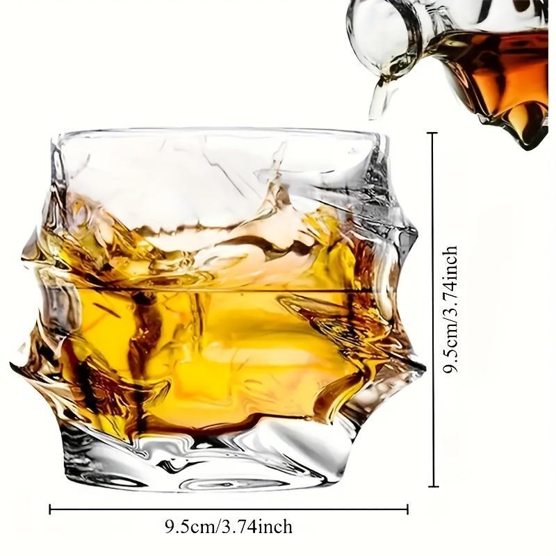 Glass Whisky Glass, 4 Counts Creative Design Whisky Glass, Reusable Premium Drinking Glasses for Home Kitchen Party, Bar Utensils