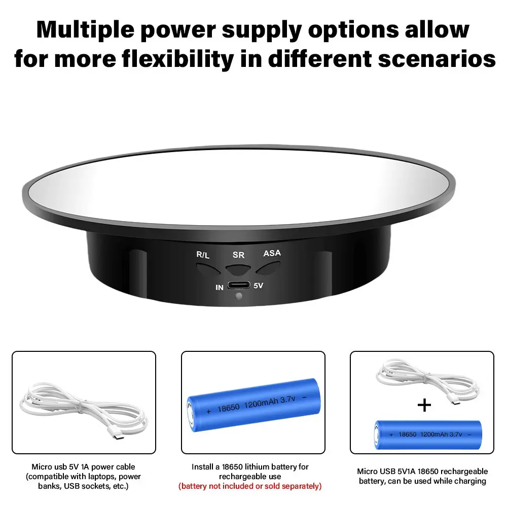 360° Electric Rotating Display Stand, Smooth Quiet Operation, Compact 5.4 Inch Height, Durable Abs Base, Home Office Use, No Assembly Needed