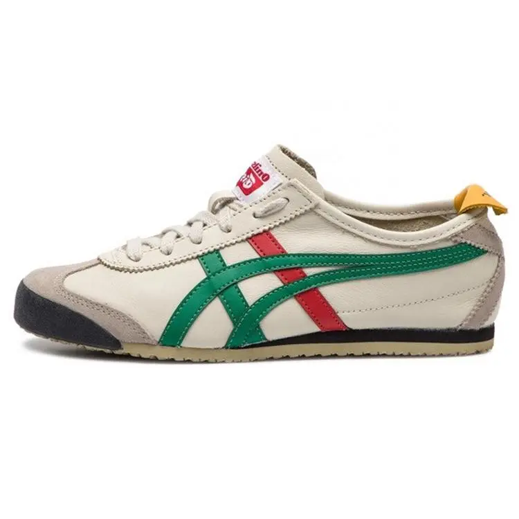 Onitsuka Tiger MEXICO 66 Retro Classic Low-Top Casual Trainers - Unisex Footwear, Beige Green & House White Walking Shoes, Maison Mihara Official Sneakers