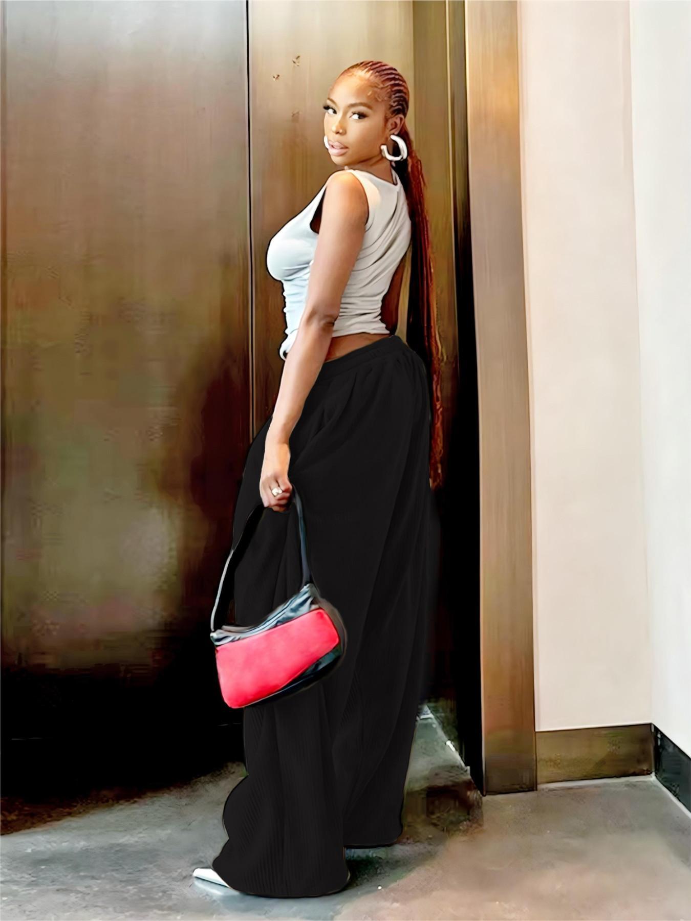 Women's Basic Solid Pocket Wide Leg Corduroy Pants, Casual Comfy Trousers for Daily Wear, Ladies Bottoms for Fall & Winter