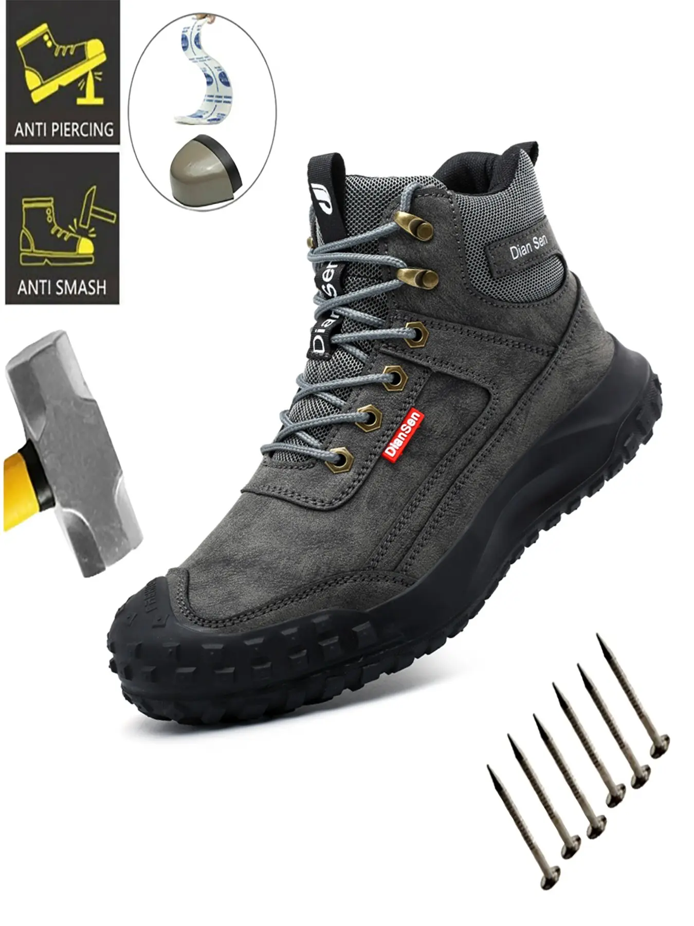 Steel Toe Shoes for Men Lightweight Non Slip, Nonslip Work Shoes, Safety Puncture Resistant Protective Work Shoes Comfortable for Construction Warehouse Jobs wear resistant Durable Construction Footwear