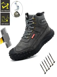 Steel Toe Shoes for Men Lightweight Non Slip Safety Puncture Resistant Safety Footwear Work Shoes Men Safety Work Shoe Comfortable for Construction Warehouse Jobs High top sneakers all-season outdoor New Fashion wear resistant