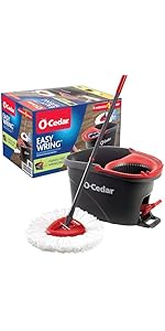 O-Cedar RinseClean Spin Mop & Bucket System + 2 Extra Mop Heads| Clean with Clean Water | Removes 99% of Bacteria