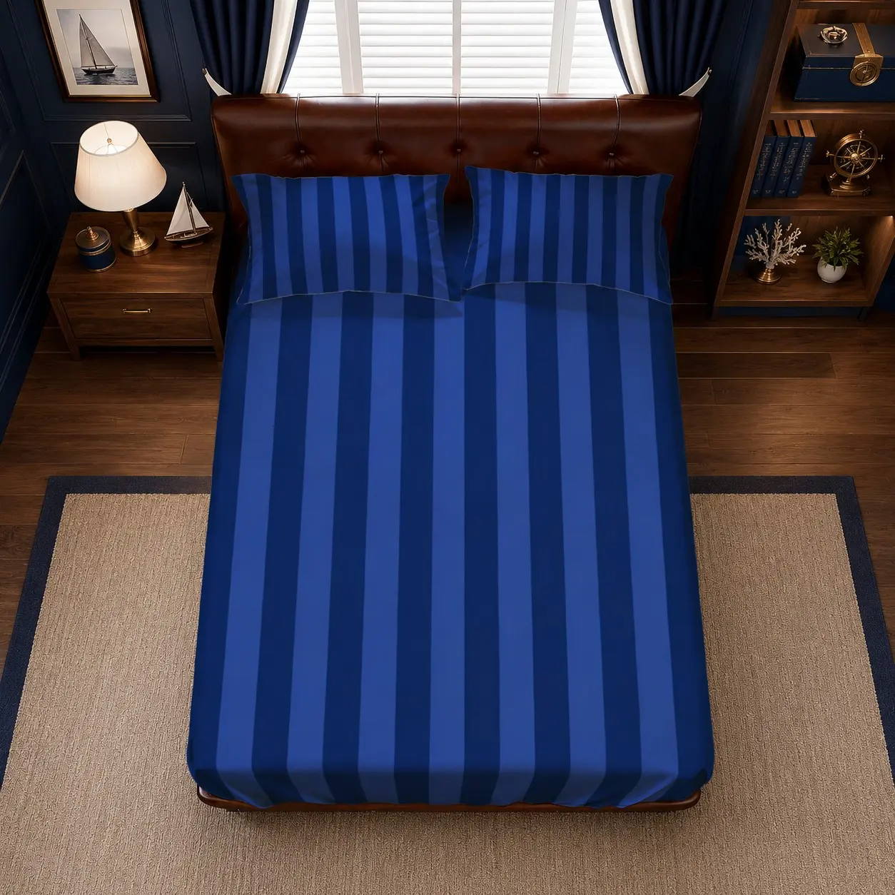 2/3Pcs Navy Vertical Stripe Comforter Set, 1 Comforter + 1/2 Pillowcases Without Inserts, Minimal Two-Tone Striped Digital Print Bed Comforter, Bedding Decor for Home Dorm Apartment Hotel Bedroom