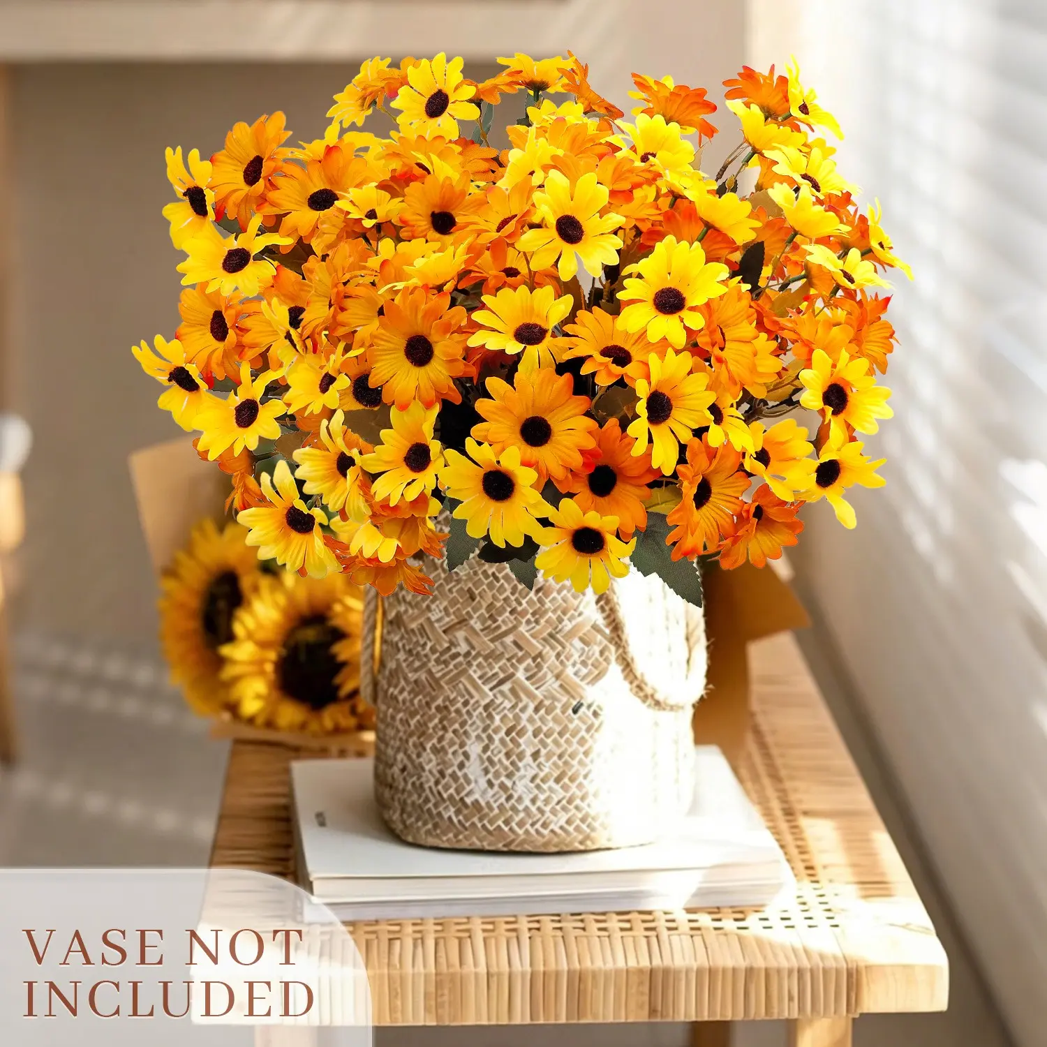 40 Sunflower Daisy Faux Flowers, UV-Resistant Realistic Plastic, Indoor/outdoor Decor, Wedding Balcony Patio Garden Office Courtyard