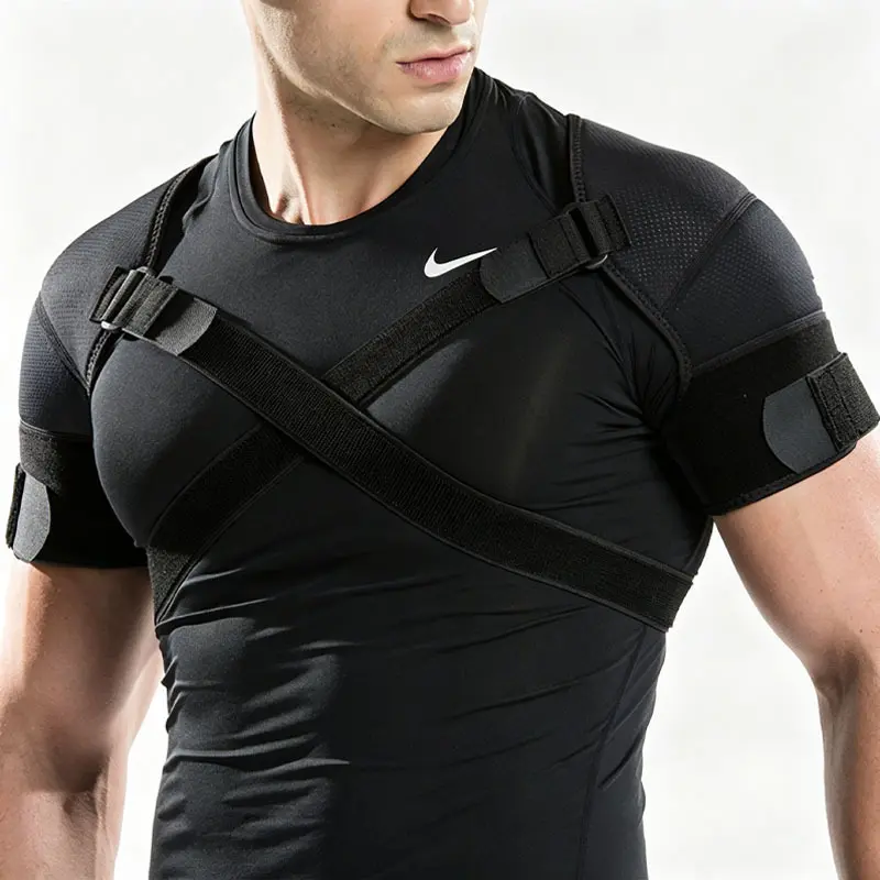 Double Shoulder Bracket Adjustable Sport Shoulder Support Strap Back Pain Relief Double Bandage Cross Shoulder Strap