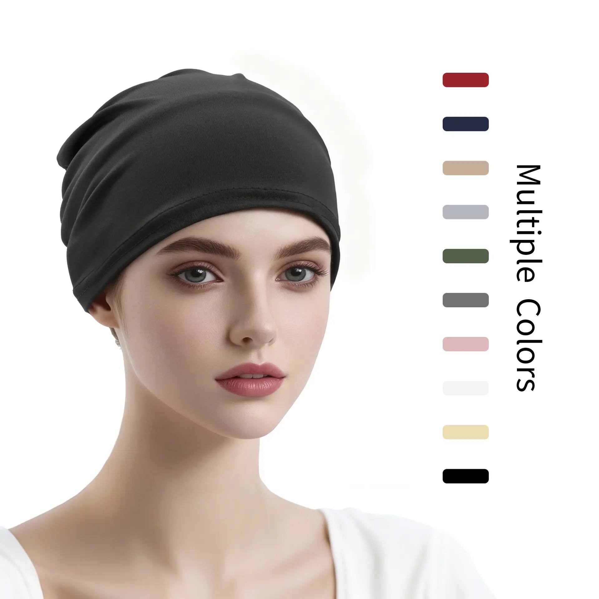 Modest Fashion Solid Color Stretch Jersey Underscarf - Effortless, Slip-Resistant, Soft, Breathable Undercap for Daily Casual Wear, Sleep Hair Cover