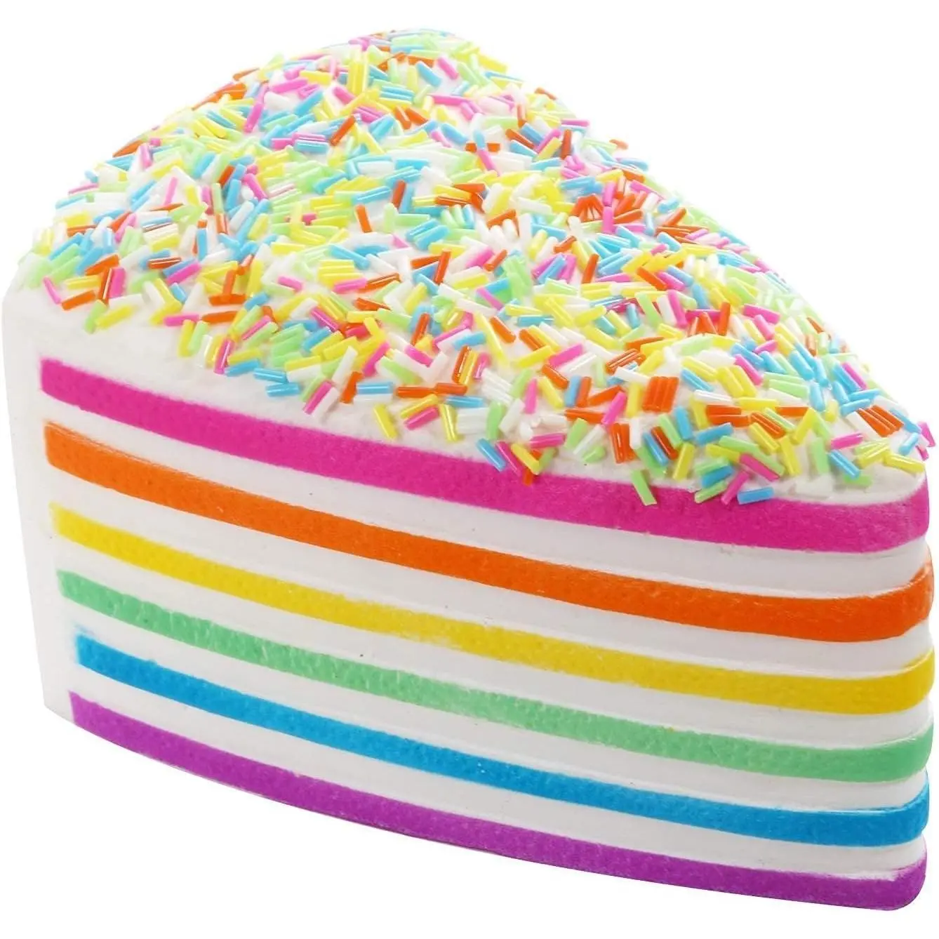 5.8 In Jumbo Rainbow Cake Squishy, PU Foam Slow-Rising Kawaii Scented Cheese Stress Relief Toy for Kids, Relaxation Gift for Valentine's Day