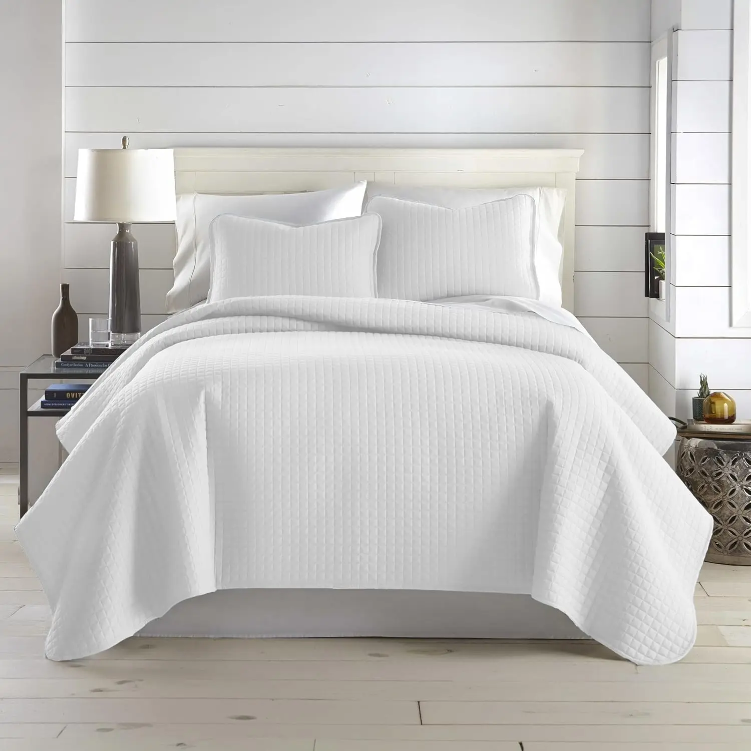Oversized King Quilt Bedding Set with Shams, Lightweight White Coverlet Quilt King Size Bedspread, Luxury Bedding, Bed Spread for California Kings Mattress, White Quilts
