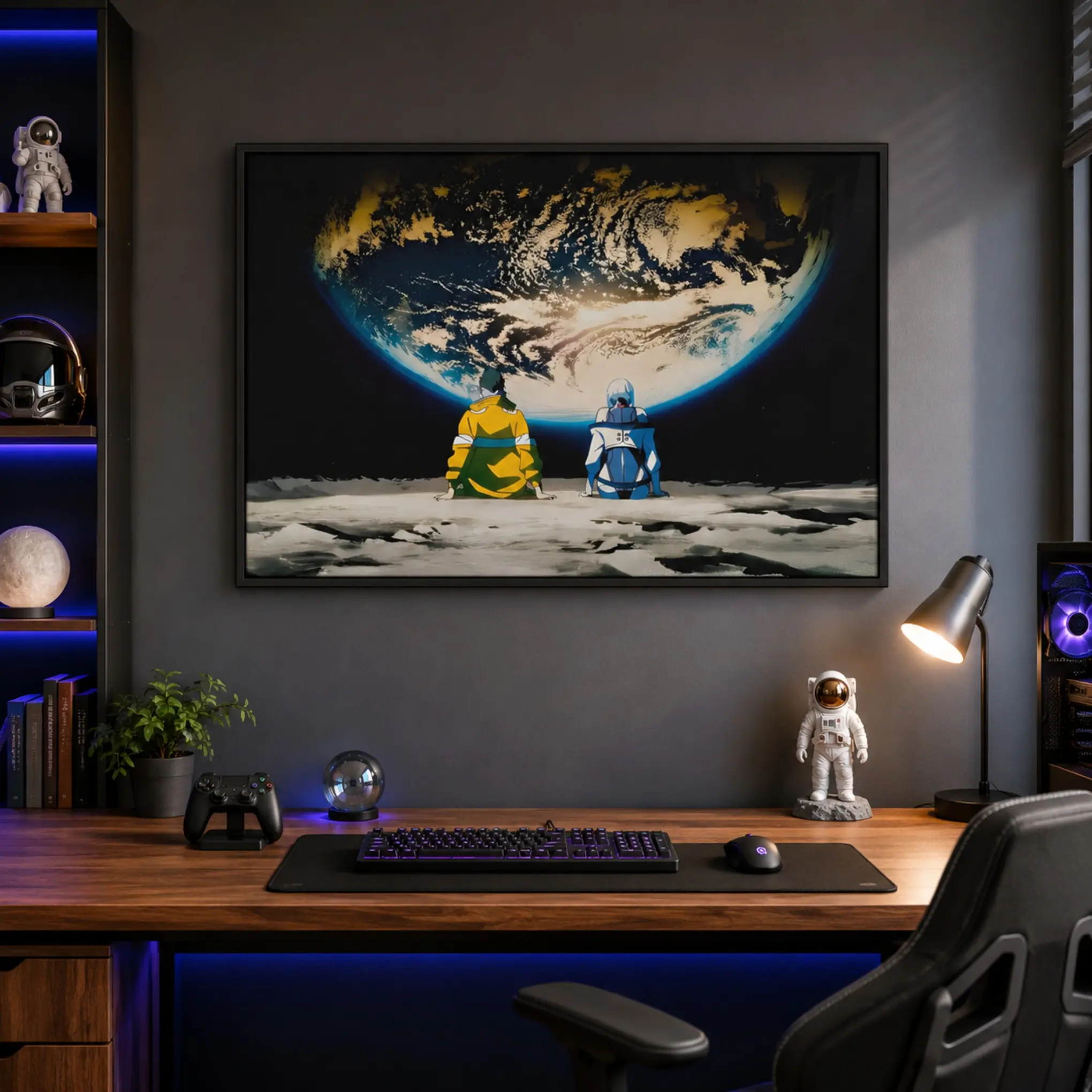 Cyberpunk Edgerunners David & Lucy Moon Canvas Wall Art Poster Iconic Anime Scene Framed Poster for Gamer Room, Bedroom & Man Cave Decor