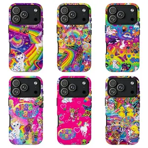 Y2K Retro L1saFrank Phone Case,Neon Bright Print With Winged Cat, Unicorn & Cosmic Rainbow Pattern Protective Cover For iPhone 17 Pro Max 16 15 14 13 12 11 8 7 Plus for Samsung S26 Ultra S25 24 23 22 21 Case-Perfect Holiday Gift for her/him/fans
