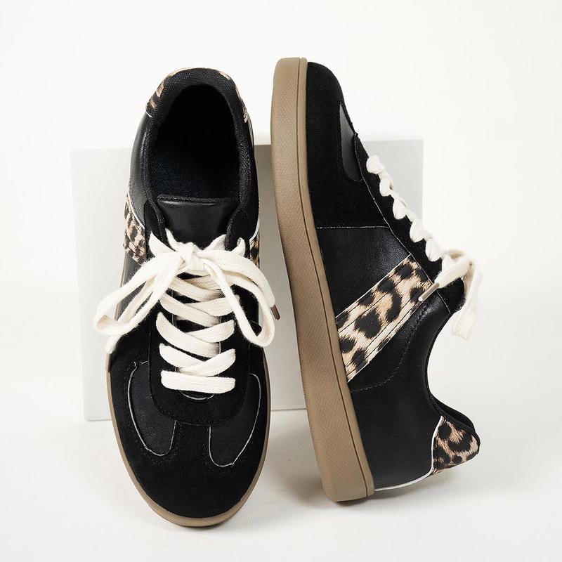 Women's Fashionable Patchwork Lace Up Low Top Casual Flat Sneakers , Casual Comfortable Sports Walking Shoes for Daily Wear, GAT Female All-match Round Toe Casual Shoes for Women & Girls