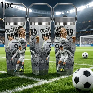 1pc 30oz Stainless Steel Large-Capacity Car Water Bottle, Cristiano Ronaldo Fans Gift, Football Enthusiasts, Outdoor Camping Coffee Mug