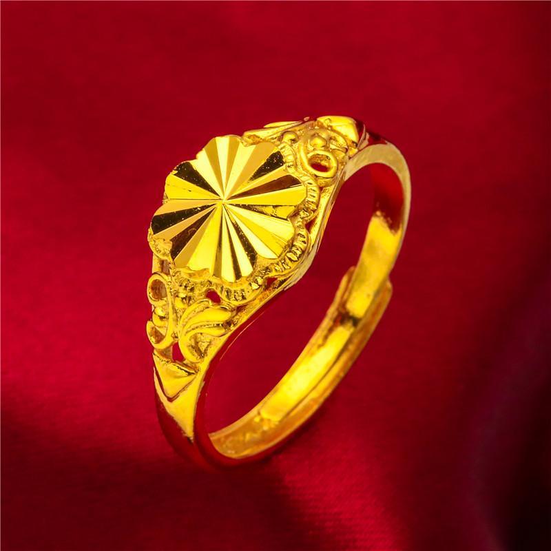 NEW Dubai Flower Gold Color Arab Rings For Women Resizable Ethiopia Wedding Jewelry African Party Gift Nigerian Jewellery