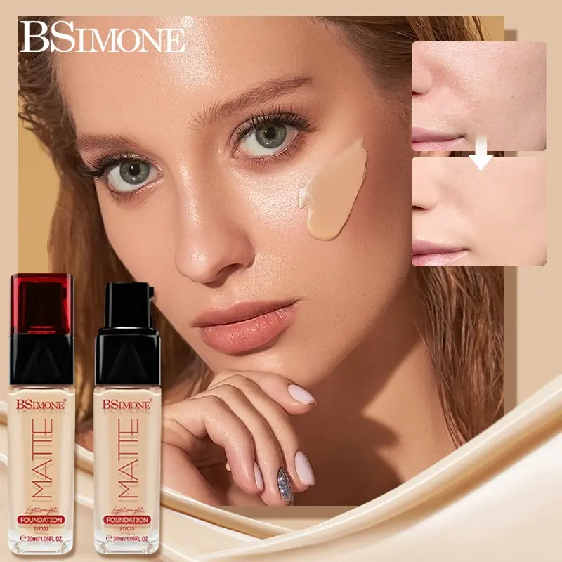 Bsimone Waterproof Foundation, Long-Lasting Coverage, Lightweight & Non-Greasy, Ideal for All Skin Types, Perfect for Parties & Events