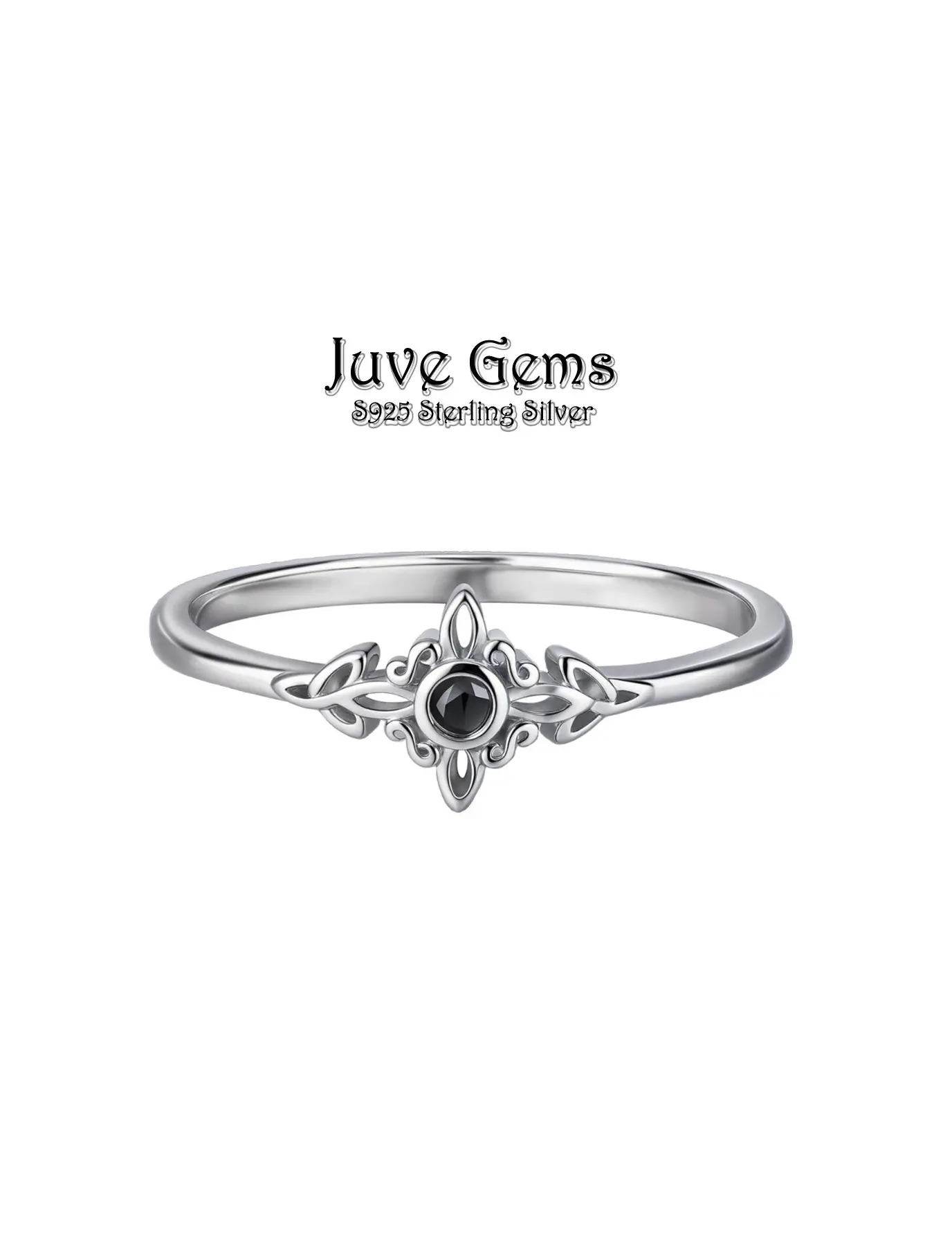Silver Color Vintage Zircon Ring, Medieval Celtic Design, Perfect for Parties and Evening Events, Unique Women's Jewelry