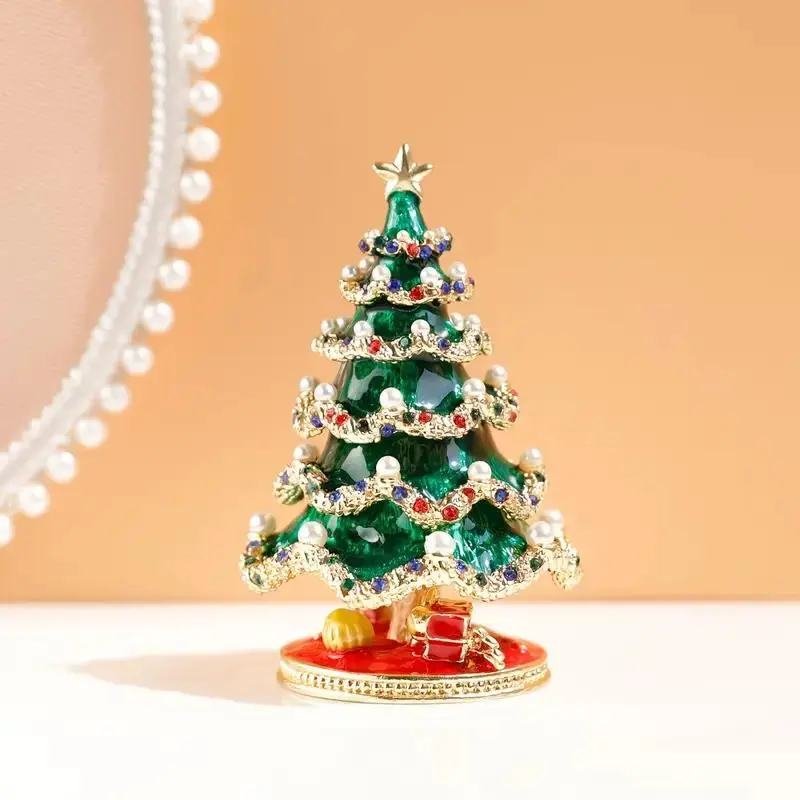 Painted Christmas Tree Jewelry Box, Perfect Holiday Gift & Window Display Decoration, Ideal for Filling Christmas Gifts with Socks